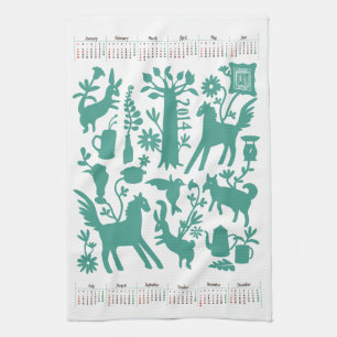 Toalla de cocina de Otomi con el calendario 2 de