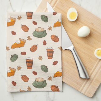 Toalla de cocina de otoño con especias de calabaza