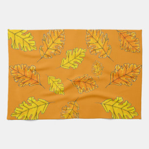 Toalla de cocina de otoño con vibrantes hojas de r