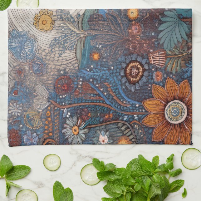 Toalla de cocina de paisajes de arte popular (Doblado)