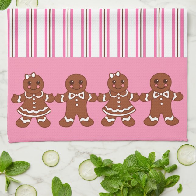 Toalla de cocina de pan de jengibre de Navidad  (Doblado)