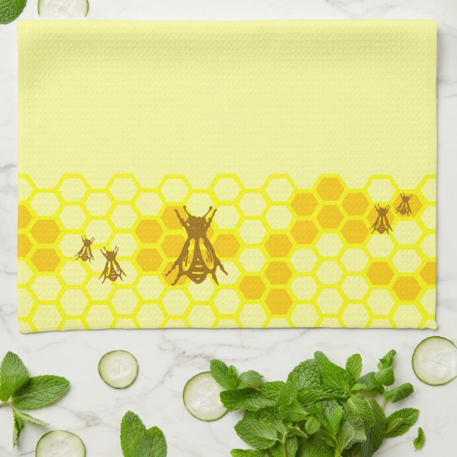Toalla de cocina de panal de abeja amarilla (Doblado)