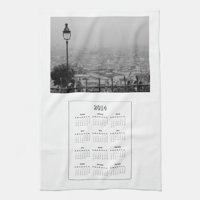Toalla de cocina de París de 2014 calendarios (Vertical)