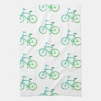 Toalla de cocina de patrón de bicicletas azul verd