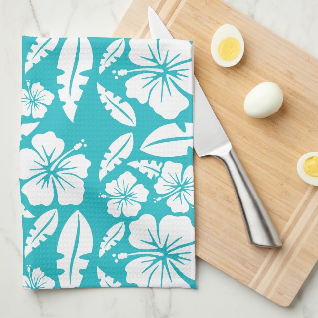 Toalla de cocina de patrón de flor tropical de Hib (Doblado Cuarto)
