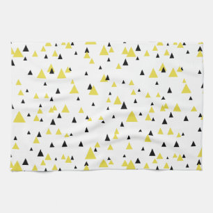 Toalla de cocina de patrón geométrico amarillo y n