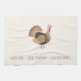 Toalla de cocina de pavo acuarela