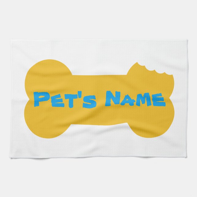 Toalla de cocina de perro personalizada con huesos (Horizontal)