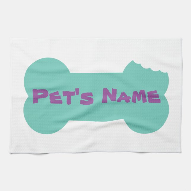 Toalla de cocina de perro personalizada Mint Bone (Horizontal)