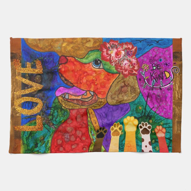 Toalla de cocina de perro recuperadora de Labrador (Horizontal)