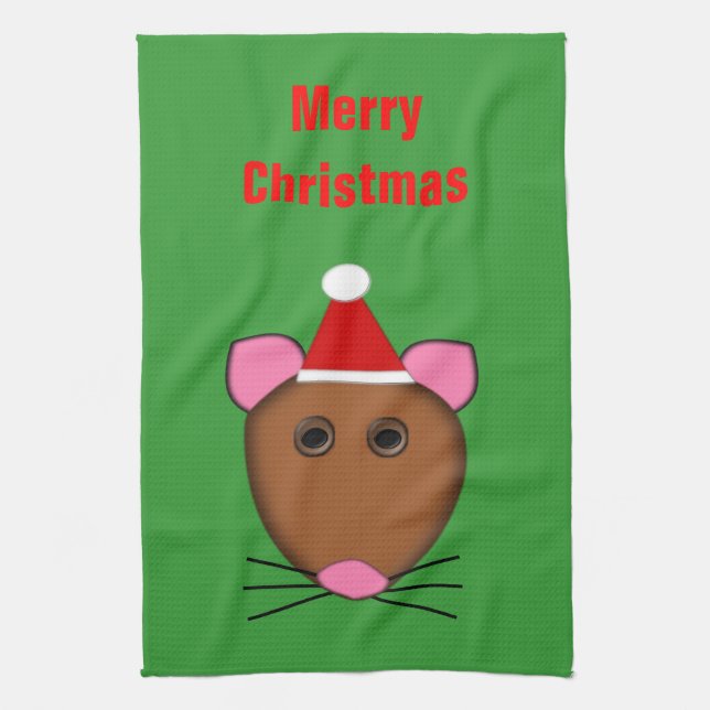 Toalla de cocina de Personalizable de Feliz Navida (Vertical)