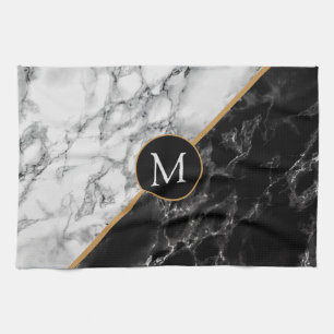 Toalla de cocina de piedra de mármol monograma - S