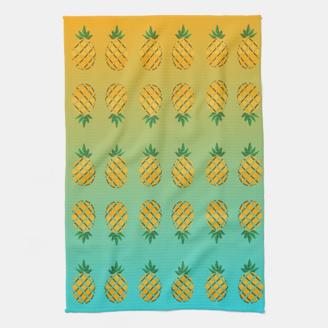 Toalla de cocina de piña de verano tropical (Vertical)