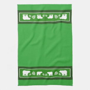 Toalla de cocina de pinéco de oso verde rustico