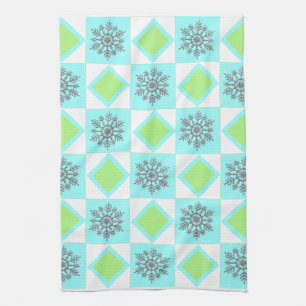 Toalla de cocina de plata y azul del modelo del