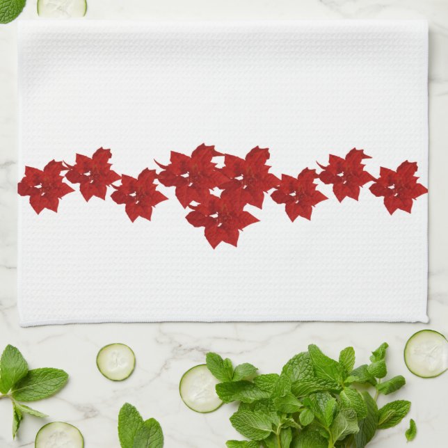Toalla de cocina de Poinsettia Garland (Doblado)