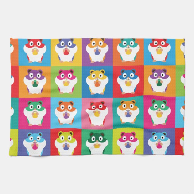 Toalla de cocina de Pop Art Hamsters (Horizontal)