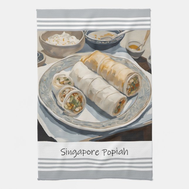 Toalla de cocina de Popiah de Singapur (Vertical)