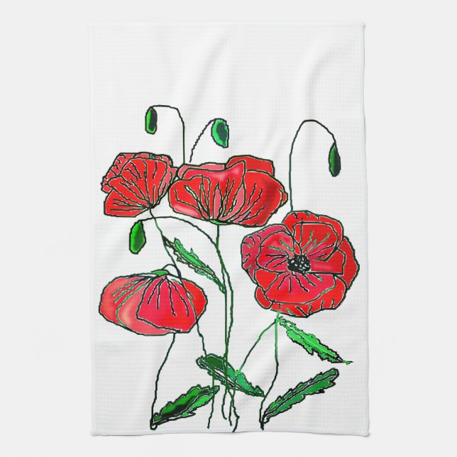 Toalla de cocina de Poppies (Vertical)