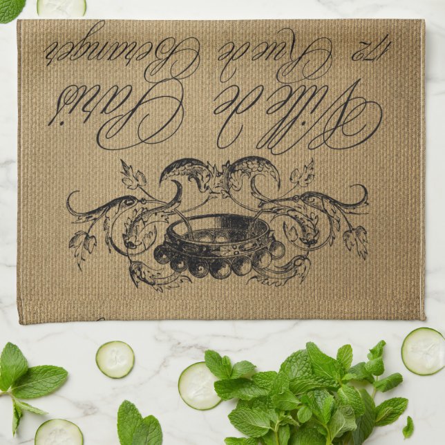 Toalla de cocina de postal francesa (Doblado)
