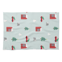 Toalla de cocina de pueblo invernal - Regalo de Na
