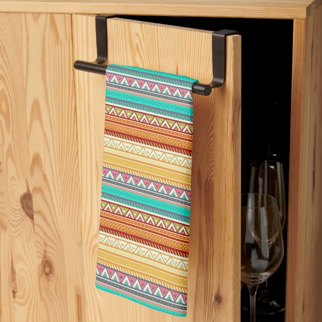 toalla de cocina de rayas aztecas (Pliegue de tercios)