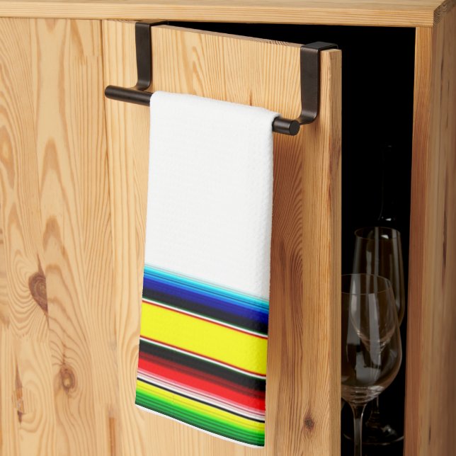 Toalla de cocina de rayas brillantes serape (Pliegue de tercios)