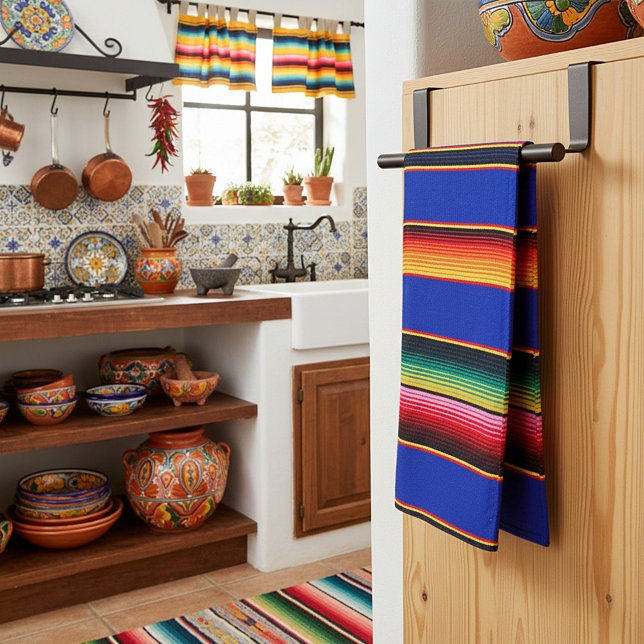 Toalla de cocina de rayas serape coloridas (Subido por el creador)
