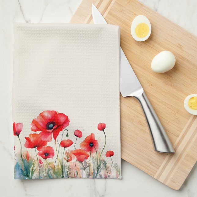 Toalla de cocina de Red Poppies (Doblado Cuarto)