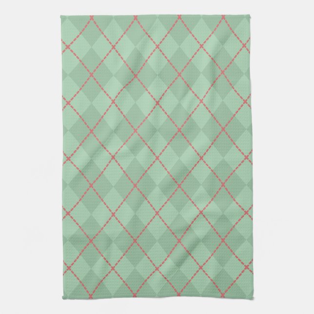 Toalla de cocina de regalo de Navidad Argyle vinta (Vertical)