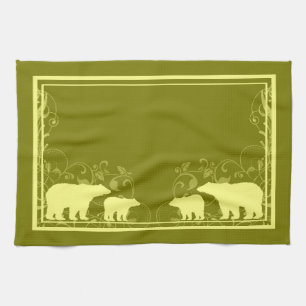 Toalla de cocina de remolino de oso amarillo rústi