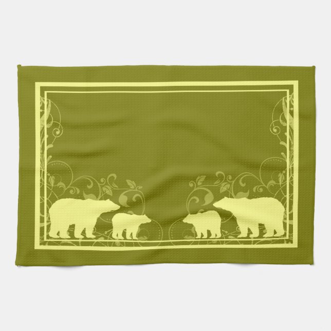 Toalla de cocina de remolino de oso amarillo rústi (Horizontal)