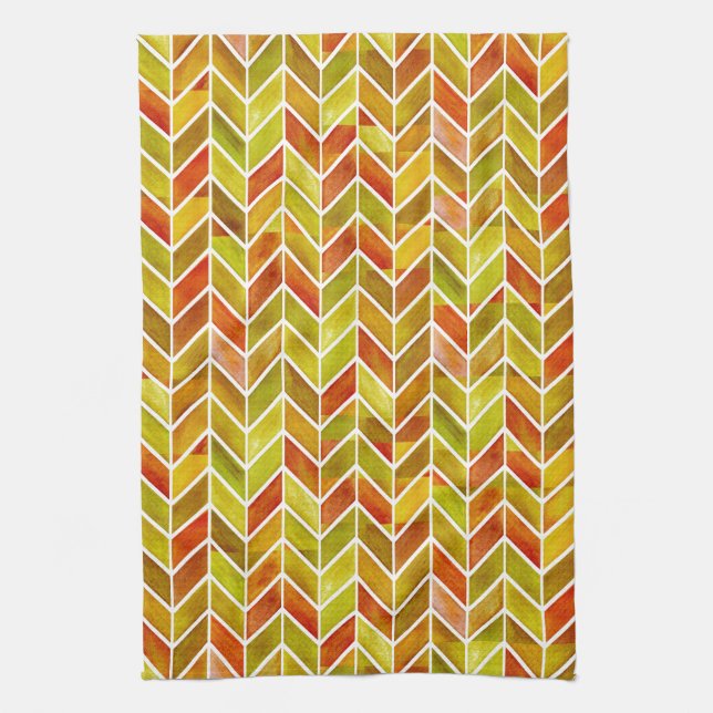 Toalla de cocina de sabio rojo Chevron (Vertical)