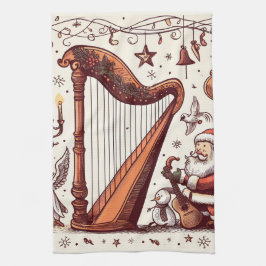 Toalla de cocina de Santa Harp para navidades