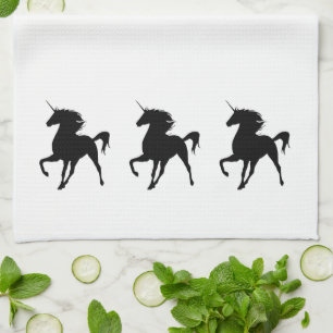 Toalla de cocina de silueta de unicornio negro