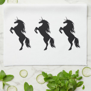 Toalla de cocina de silueta de unicornio negro