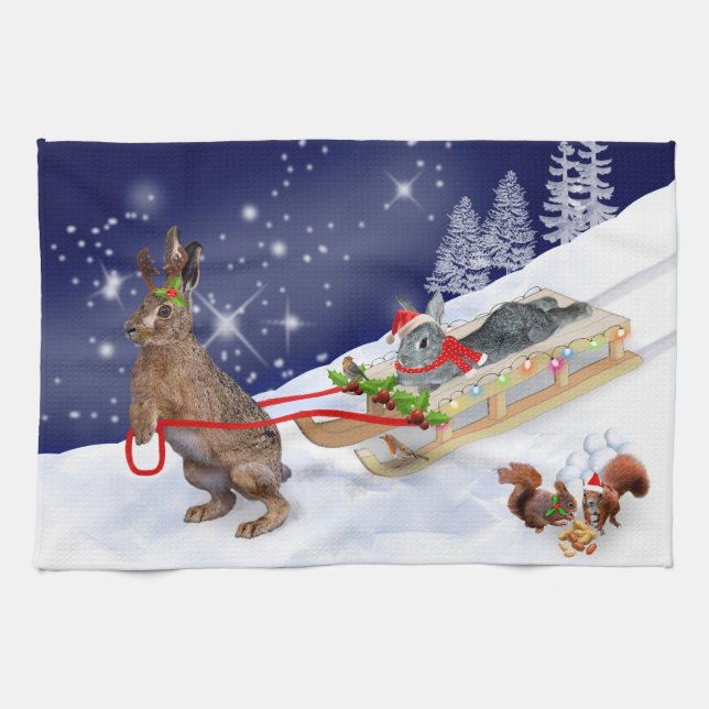 Toalla de cocina de Sleigh Ride (Horizontal)