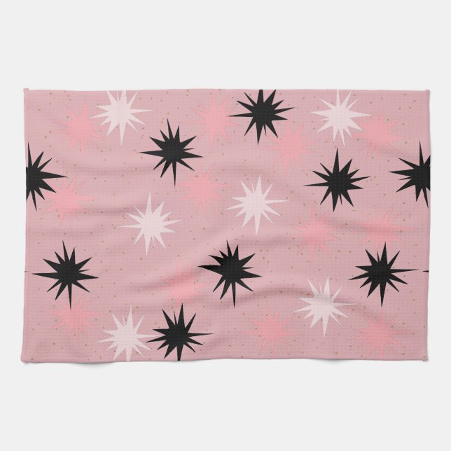 Toalla de cocina de Starbursts Rosa Atómico (Horizontal)