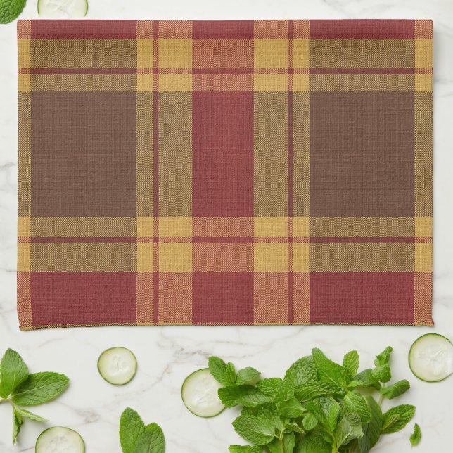 Toalla de cocina de tela de cuadros de otoño (Doblado)