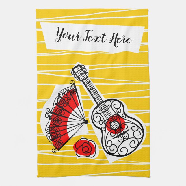 Toalla de cocina de texto para souvenirs españoles (Vertical)