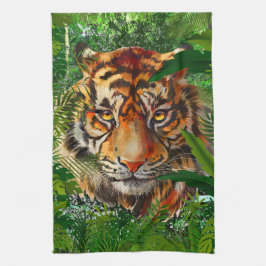 Toalla de cocina de tigres de selva | Arte tigre c