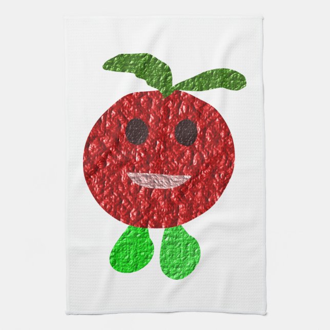 Toalla de cocina de tomate feliz (Vertical)