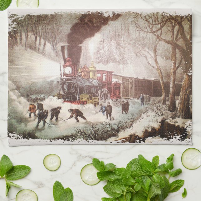 Toalla de cocina de tren enlazada a nieve (Doblado)