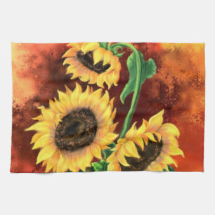 Toalla de cocina de tres girasoles