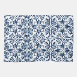 Toalla de cocina de tulipanes azules y blancos al 