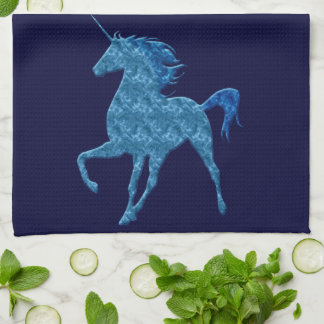 Toalla de cocina de unicornio de fuego azul