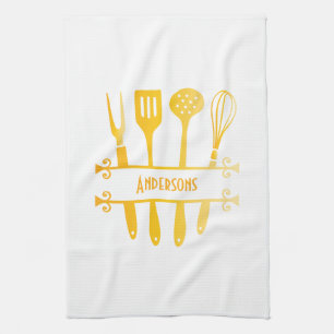 Toalla de cocina de utensilios amarillos