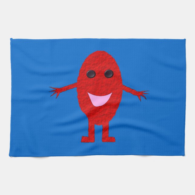 Toalla de cocina de uva roja feliz (Horizontal)