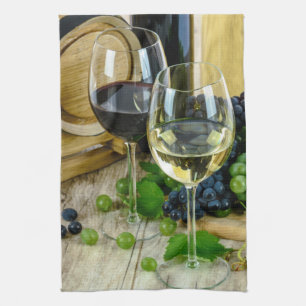 Toalla de cocina de uvas y vino toscano