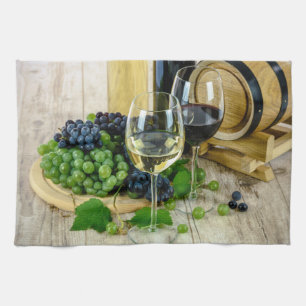 Toalla de cocina de uvas y vino toscano